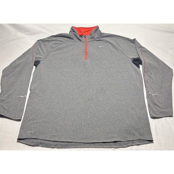 Nike Running Dri Fit Element 1/4 Zip Pullover Mens XXL 2XL 404652-032 Gray Run - Picture 1 of 10